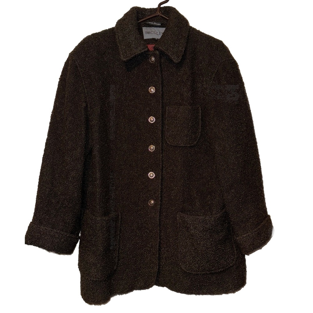 Vtg Bromley Collection Wool Jacket Slovakia Popcorn Winter Brown Women's Sz 6